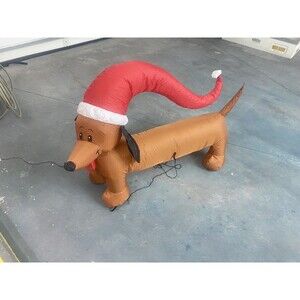 Gemmy Airblown Inflatable Light Up Christmas Pup Dachshund Wiener Dog 4'